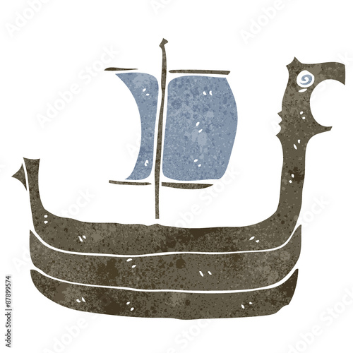retro cartoon viking ship