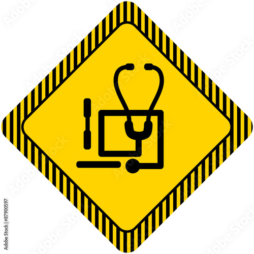 Stethoscope and tongue depressors icons