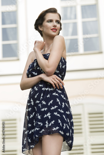 smiling fashion girl outdoor