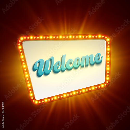 Shining retro light banner.  Vector illustration