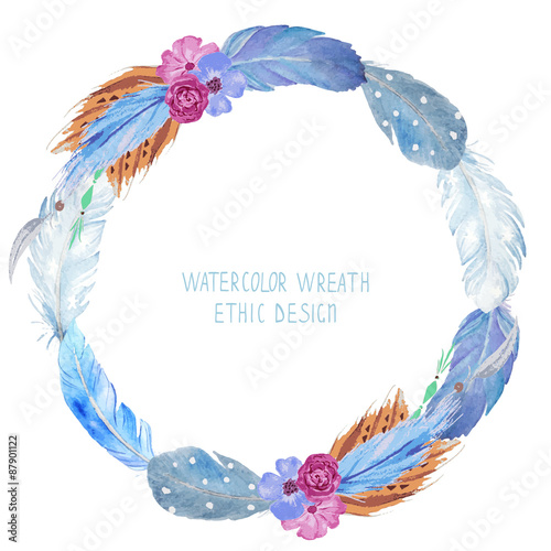 Watercolor wreath,  can be used for invitations, banners, cards