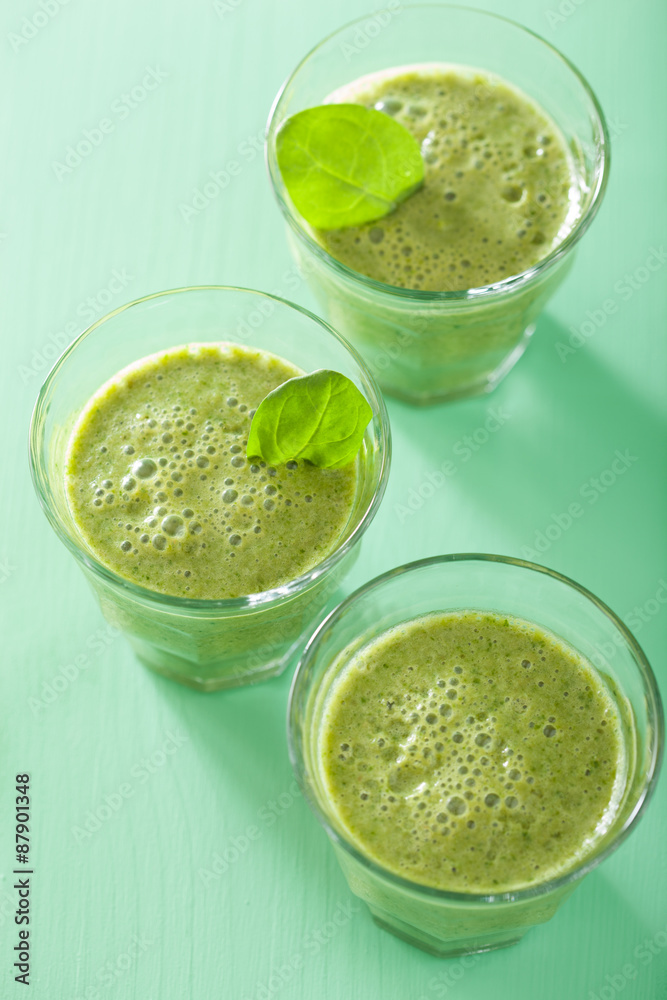 healthy green smoothie with spinach leaves healthy green smoothie with spinach leaves