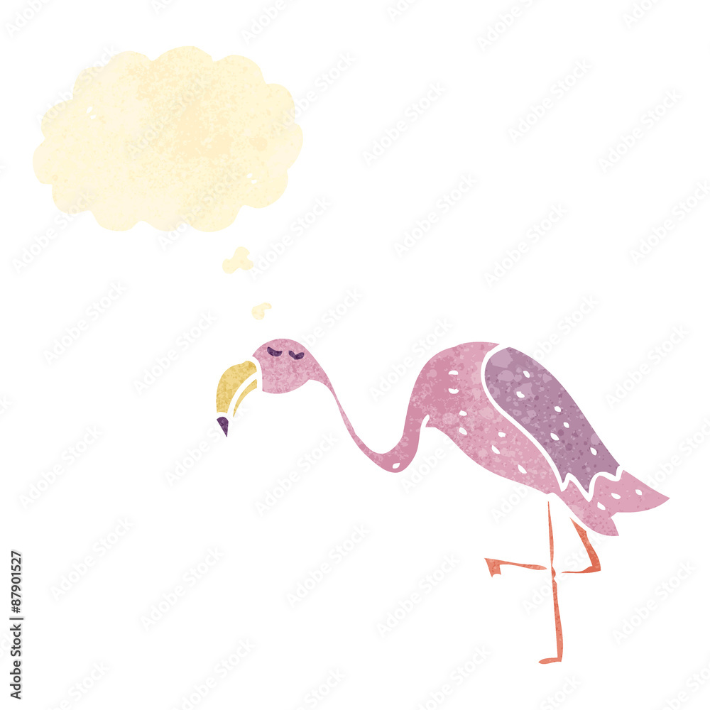 retro cartoon flamingo with thought bubble retro cartoon flamingo with thought bubble