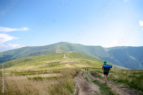 Single hikers in the mountain © dima4to