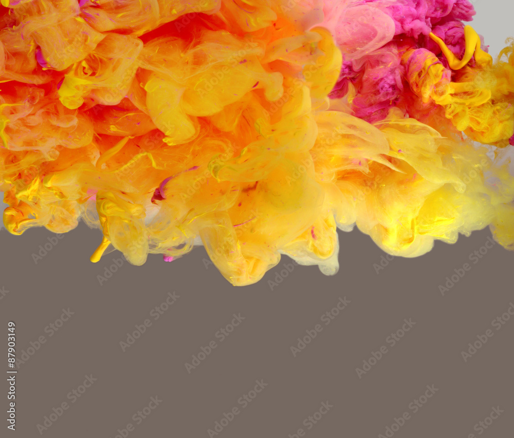 Acrylic colors and ink in water. Acrylic colors and ink in water.