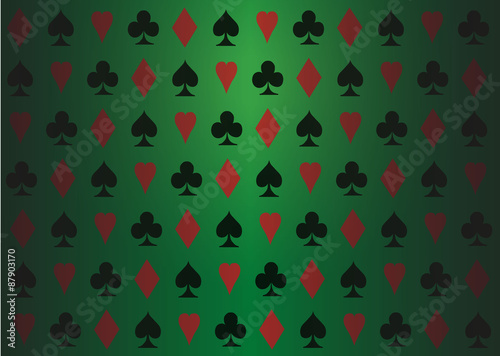 Poker symbols background with green gradient