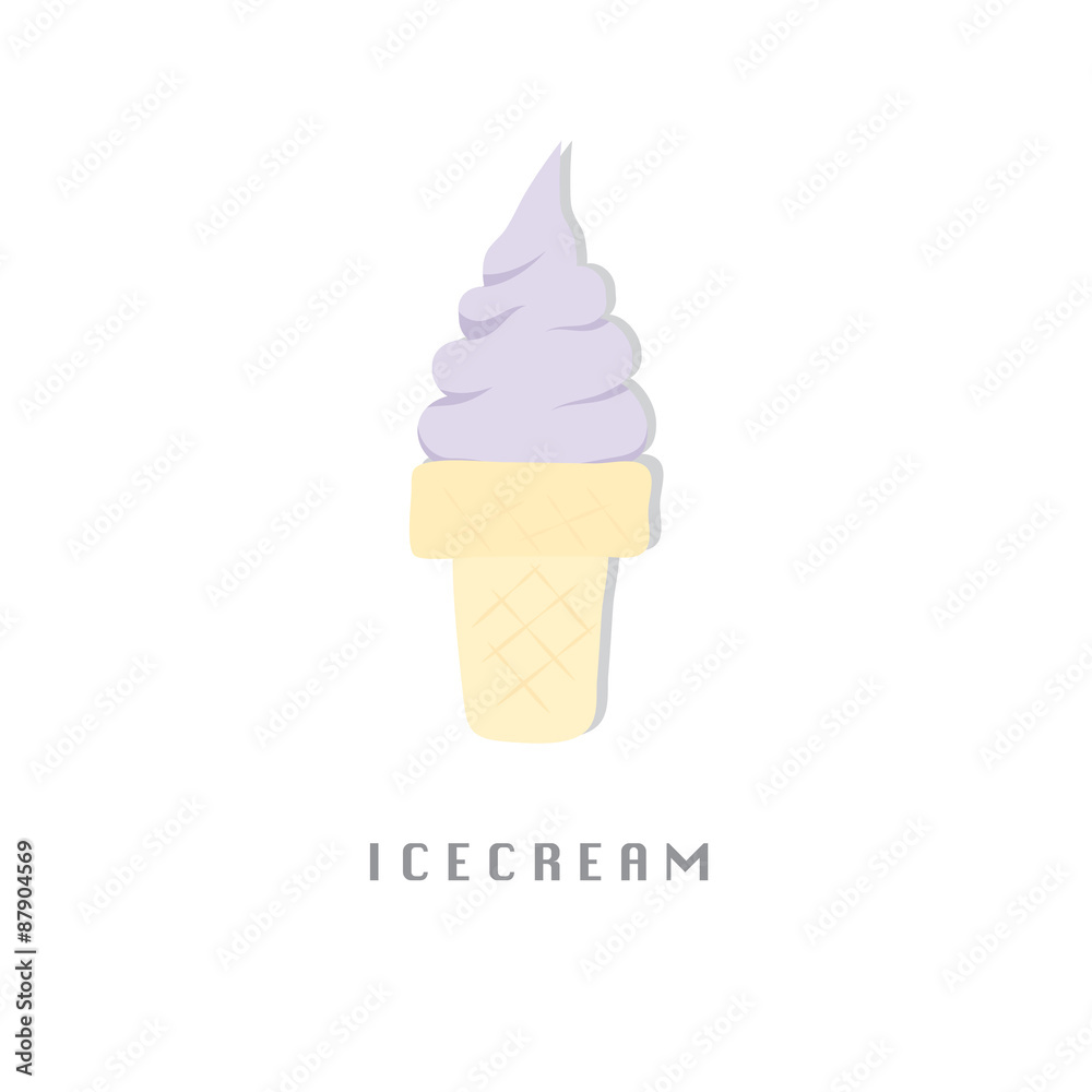 Lavender flavor soft cone ice cream. Lavender flavor soft cone ice cream.