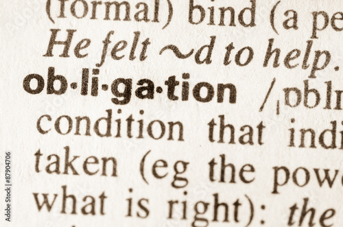 Dictionary definition of word obligation