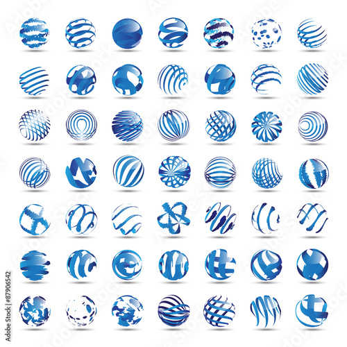 Sphere Icons Set - Isolated On White Background 