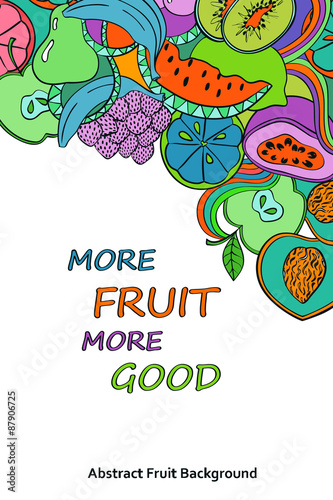 Psychedelic colorful fruits background.