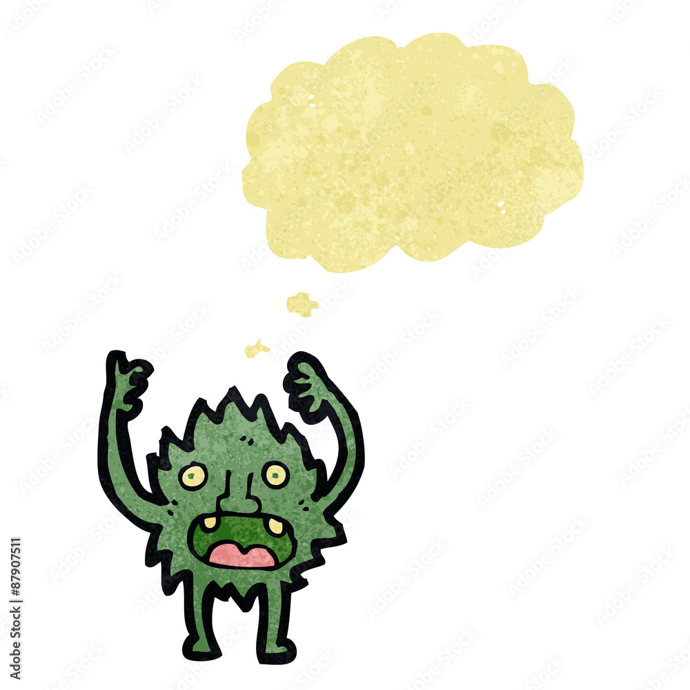 retro cartoon little imp with thought bubble retro cartoon little imp with thought bubble