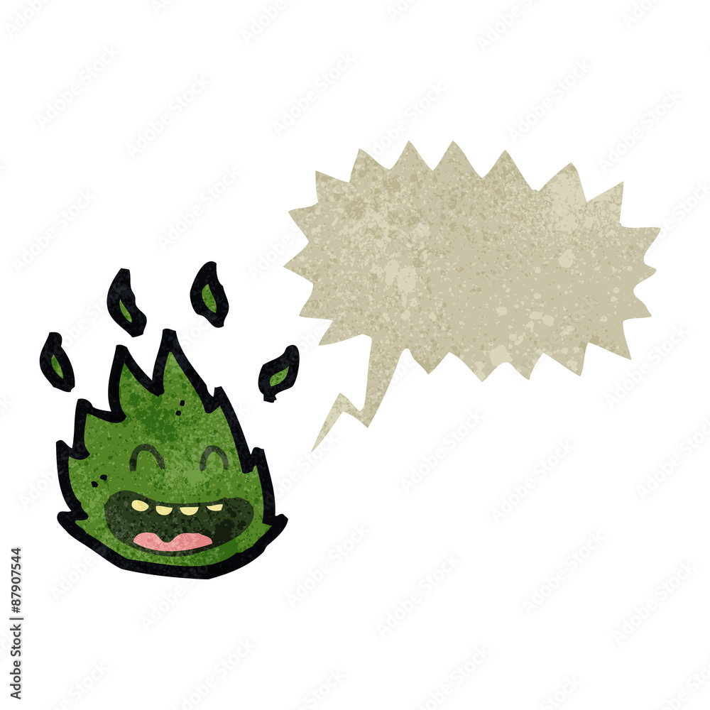 retro cartoon little green flame monster retro cartoon little green flame monster
