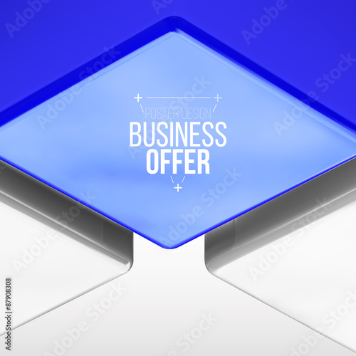 Vector poster design with blue cube photo