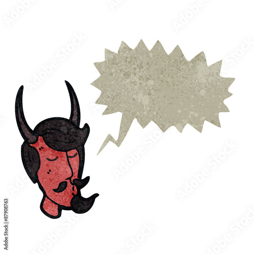 retro cartoon devil with speech bubble