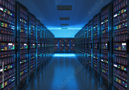 Server room interior in datacenter photo