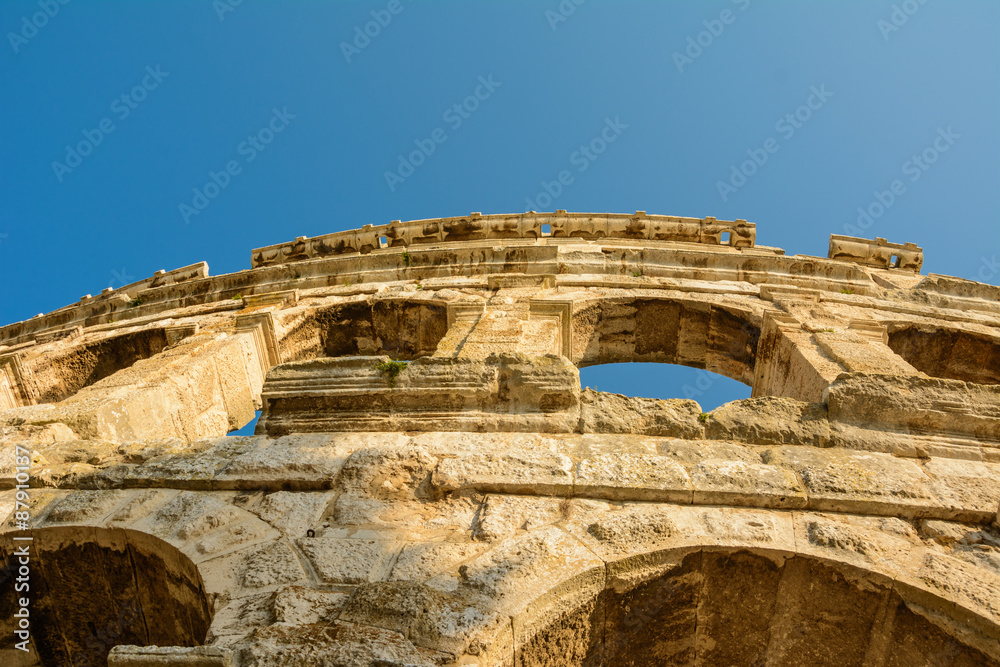 Arenamauer in Pula arena in pula croatia which is similar to the colosseum in rome