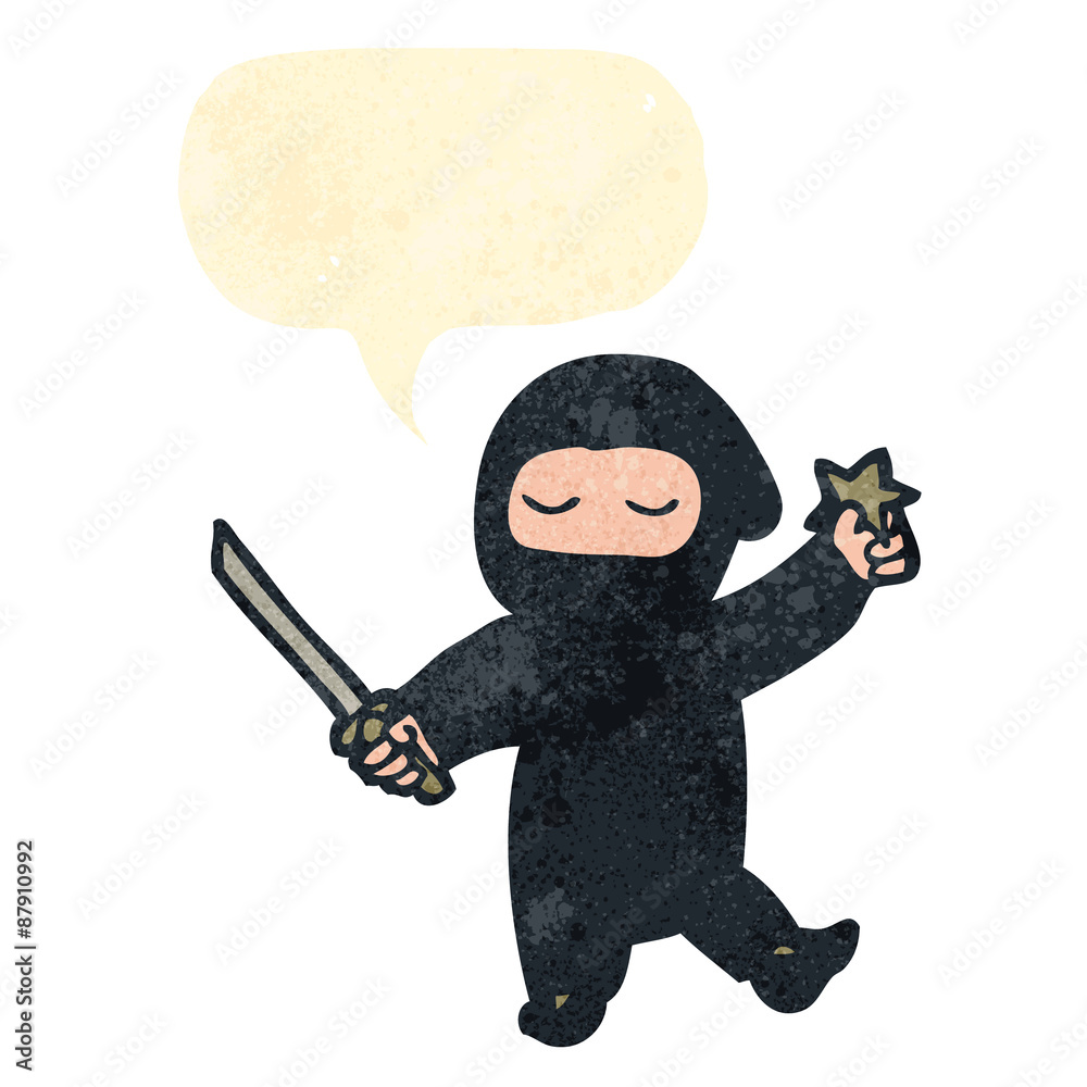 Obraz premium retro cartoon ninja with throwing star