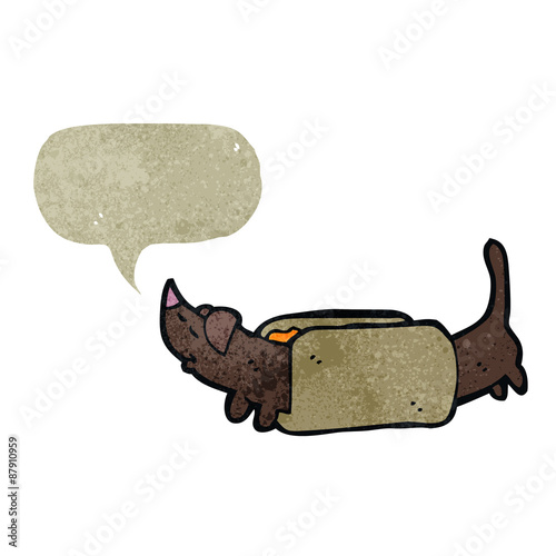 retro cartoon hotdog