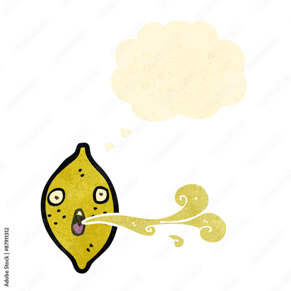 retro cartoon squirting lemon