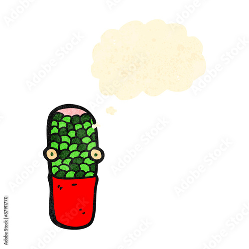 retro cartoon medical capsule with thought bubble