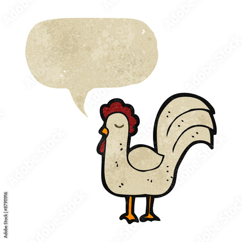 retro cartoon crowing cockerel