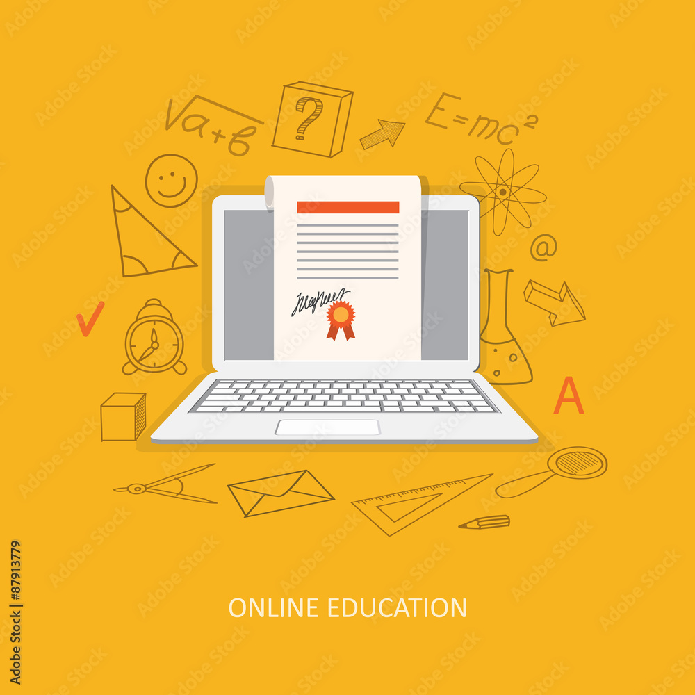 Flat design  for online education