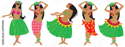 Vector illustration of hula dancers