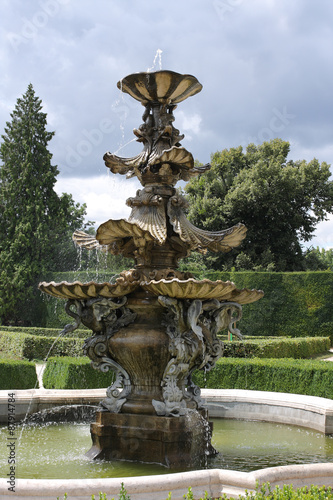 Fountain in French Park garden in Lednice in Czech Republic in