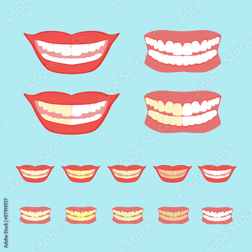 Whitening teeth vector illustration isolated on blue background