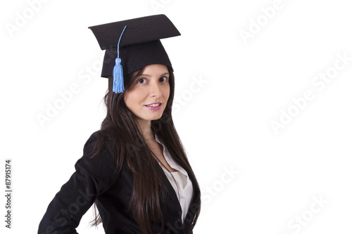 business woman with cap