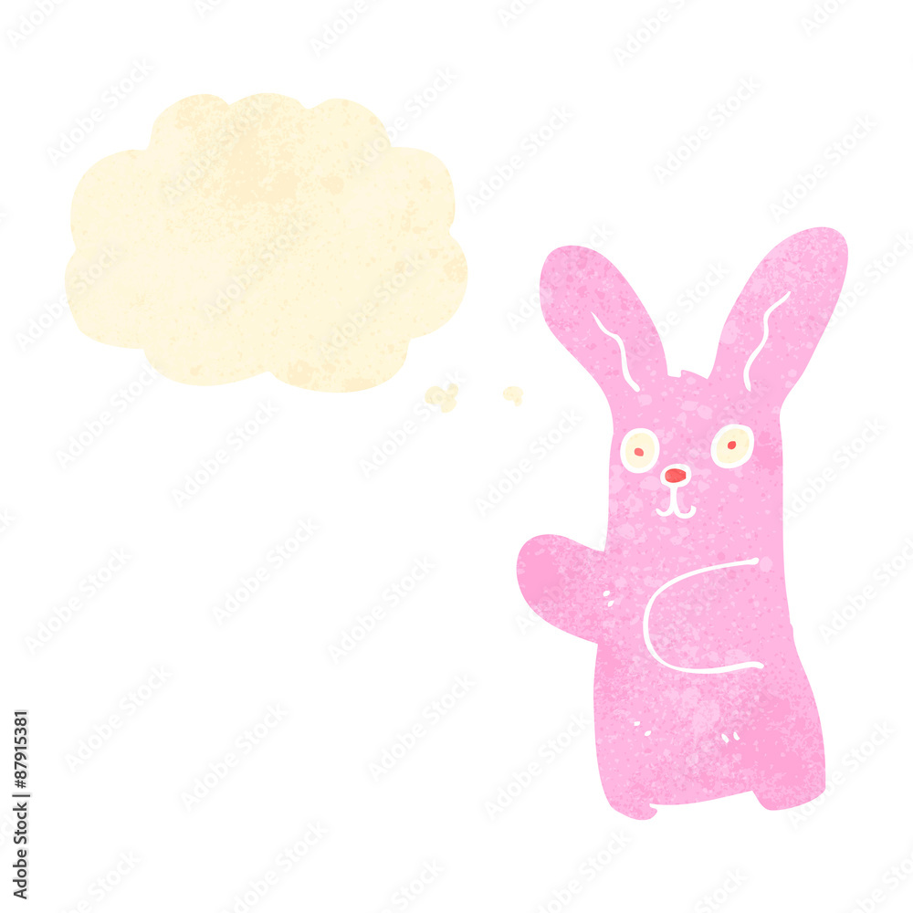 Fototapeta premium retro cartoon rabbit with thought bubble