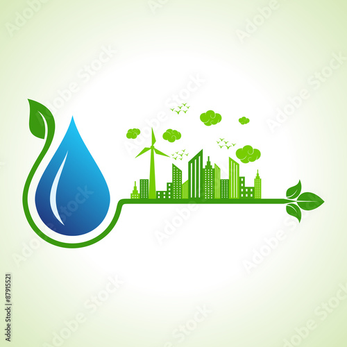Ecology concept with water droplet  - vector illustration