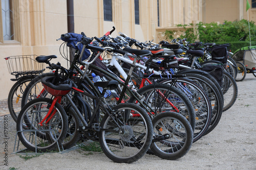 Group of bike parking in front of the castle Lednice