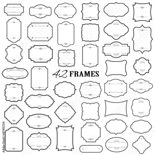 Vintage frames mega set isolated on white.