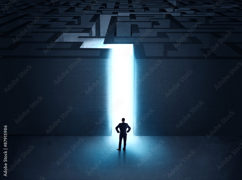 man at the entrance to a maze