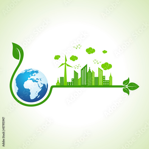 Ecology concept with earth icon - vector illustration