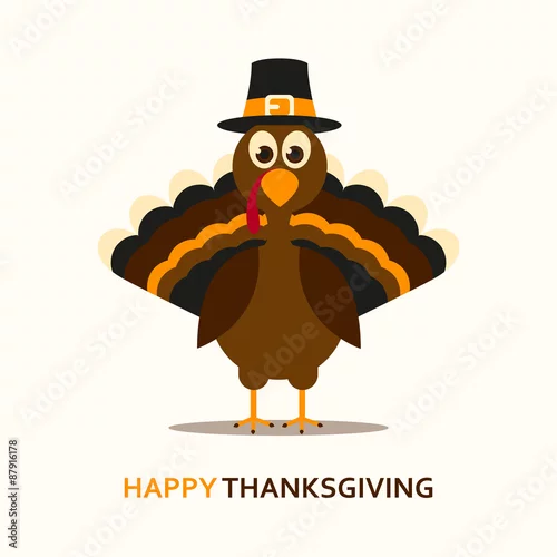 Fototapeta samoprzylepna Wektorowa ilustracja Szczęśliwy dziękczynienia świętowania projekt z kreskówką Turcja