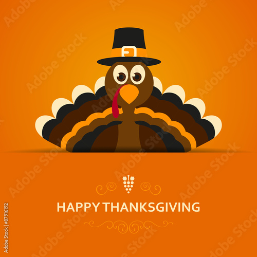 Vector Illustration of a Happy Thanksgiving Celebration Design with Cartoon Turkey