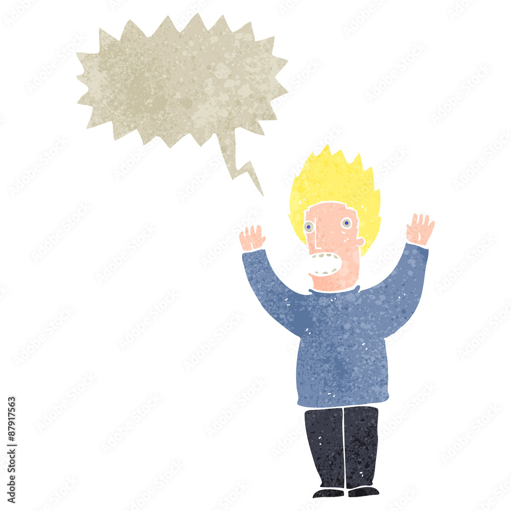 retro cartoon shrieking, man retro cartoon shrieking, man