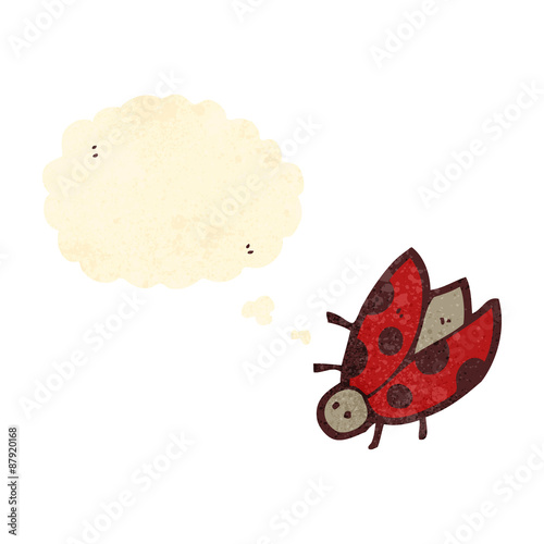 cartoon ladybug with thought bubble