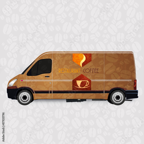 Mini Van Corporate identity Menu Restaurant Background coffee beans