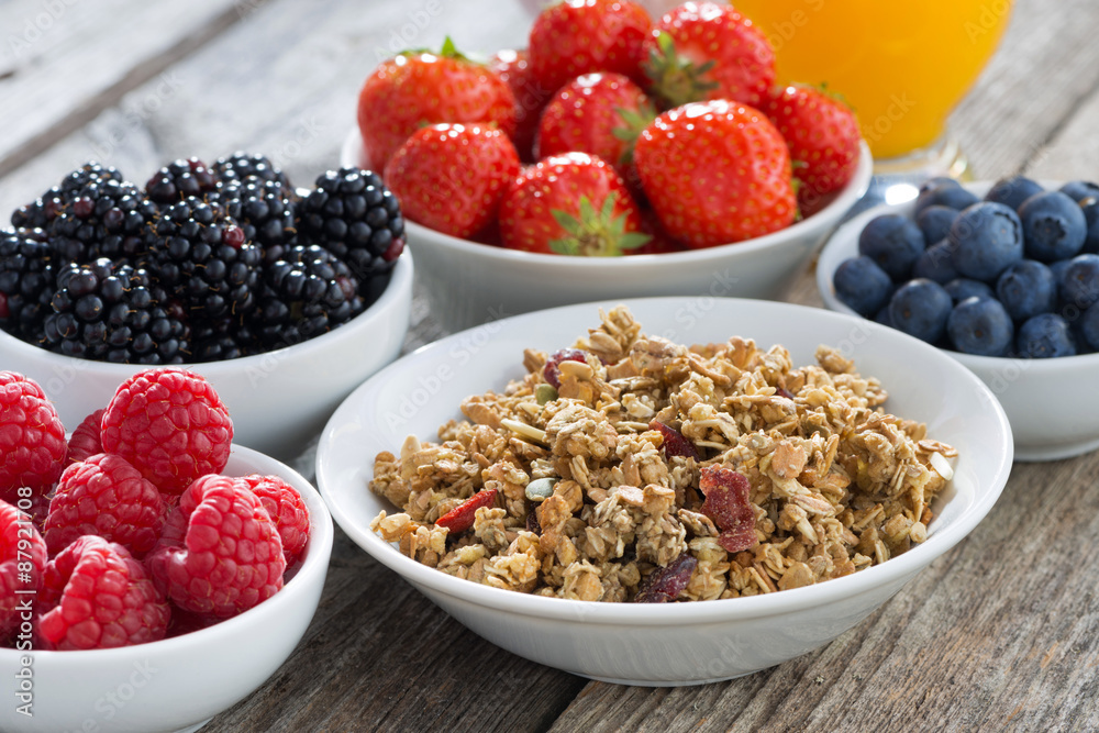 healthy breakfast with berries, close-up