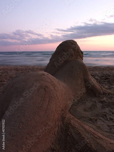 sand sculpture and the sea