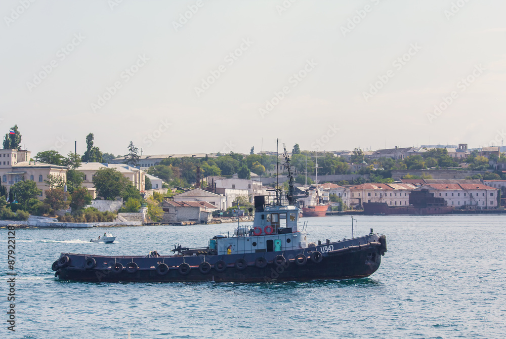 Tugboat in the harbor of Sevastopol