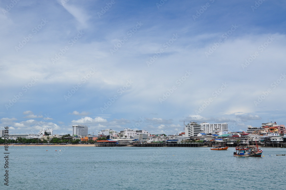 Pattaya city from the sea, Thailand