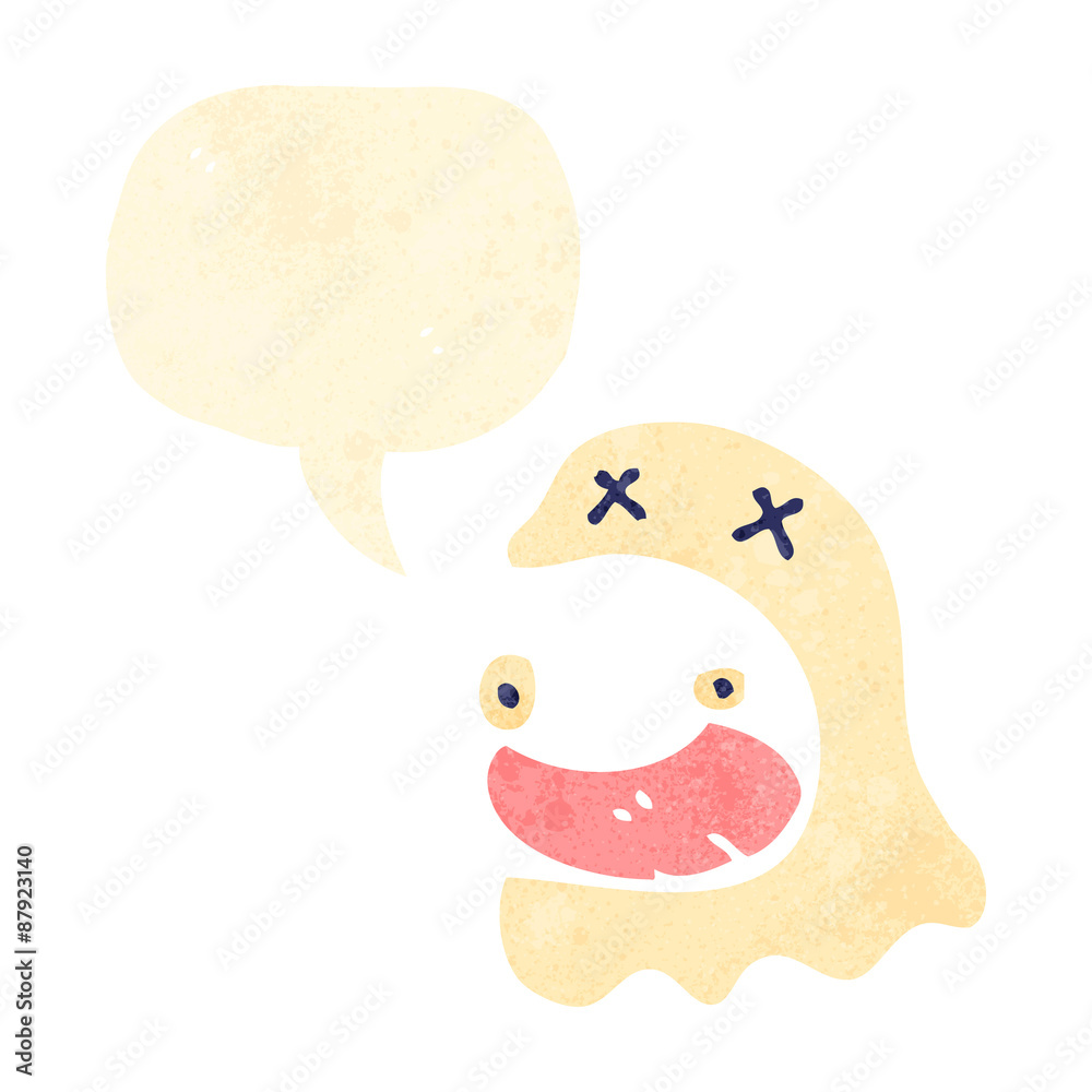 retro cartoon funny ghost with speech bubble retro cartoon funny ghost with speech bubble