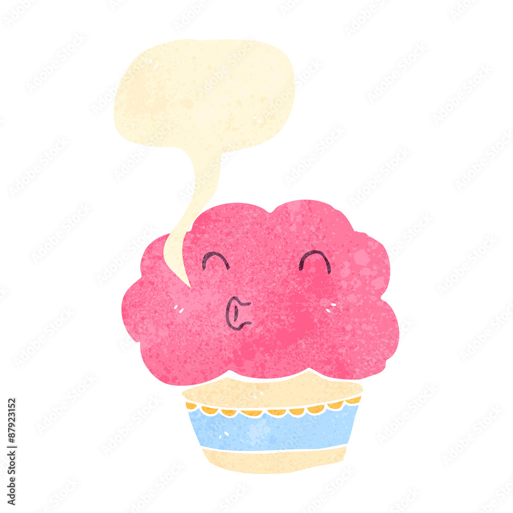 retro cartoon talking cupcake retro cartoon talking cupcake