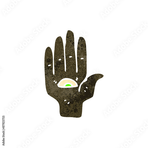 retro cartoon mystic hand symbol