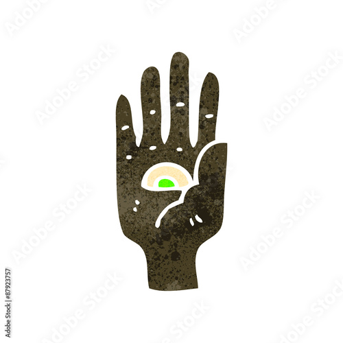 retro cartoon mystic hand symbol