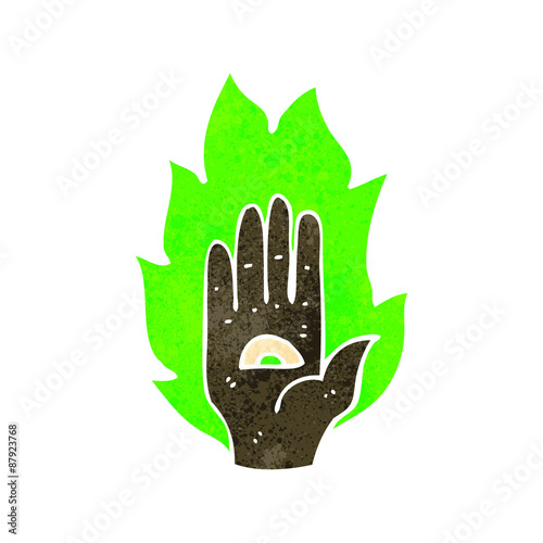 retro cartoon mystic hand symbol
